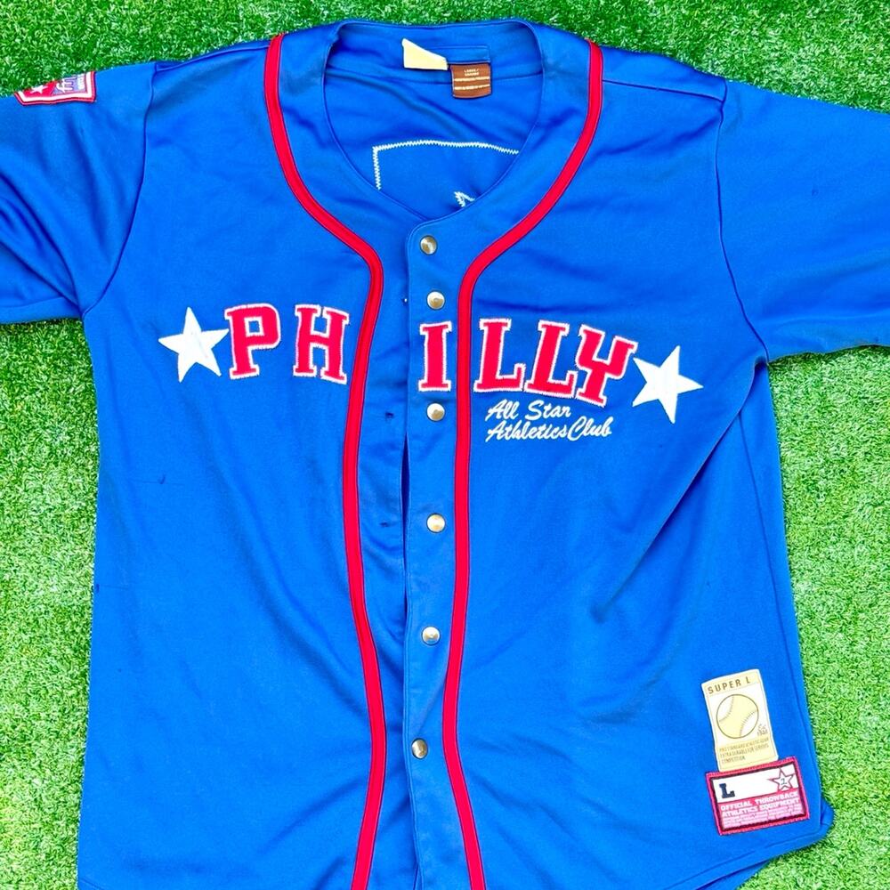 Philly All Star Athletic Club Baseball Jersey Blue And Red #7